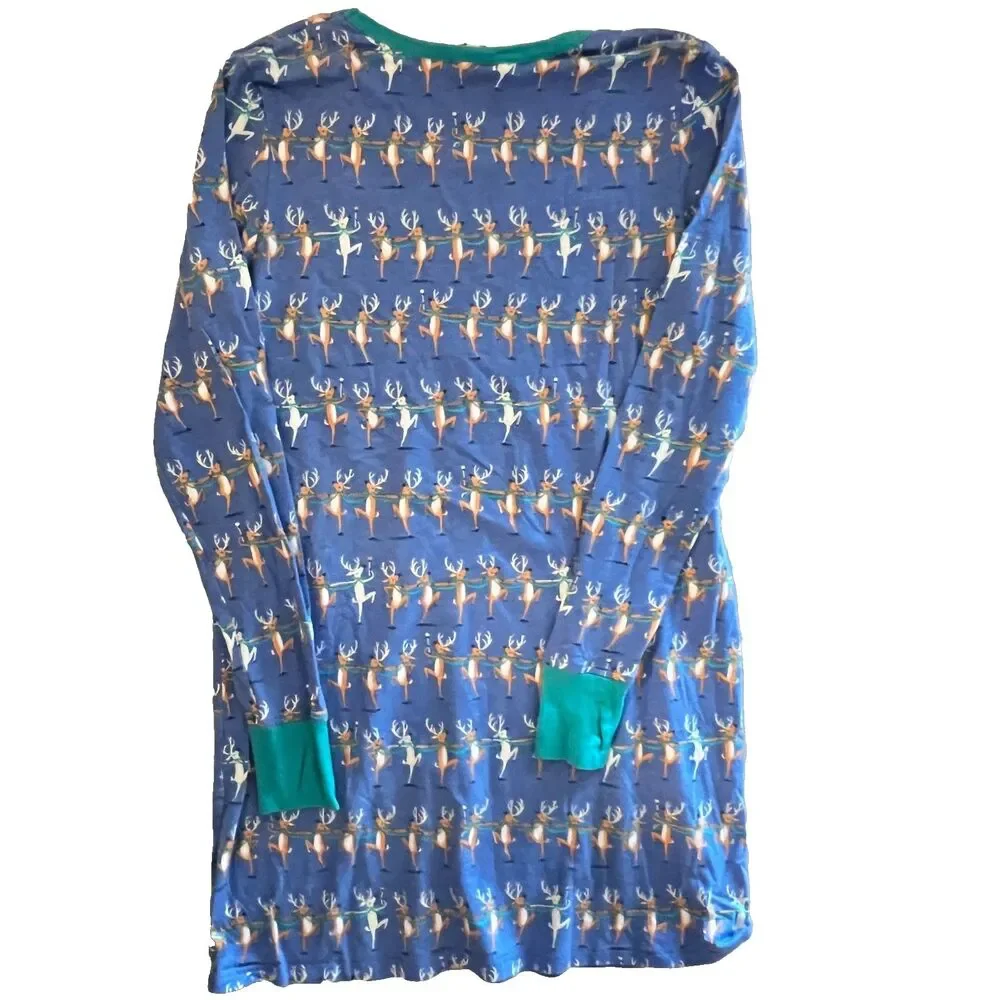 Munki Munki Sleep Shirt L Reindeer Holidays Nightgown